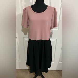 LuLaRoe Pink and Black Midi Dress